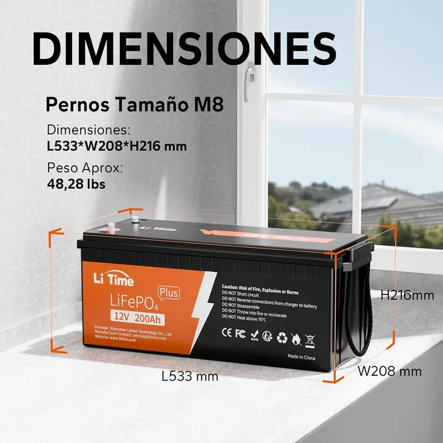 LiTime Batería LiFePO4 12V 200Ah PLUS — vista 3 de 4