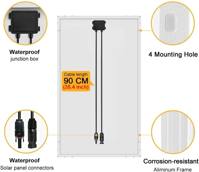 DOKIO Panel Solar 100W 12V Monocristalino — vista 3 de 5