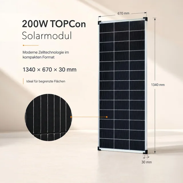 enjoy solar Panel Solar Monocristalino 200W 12V PERC 9BB — vista 2 de 4