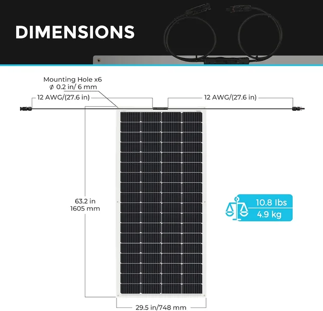 Renogy Panel Solar Flexible 200W 12V Monocristalino — vista 2 de 4